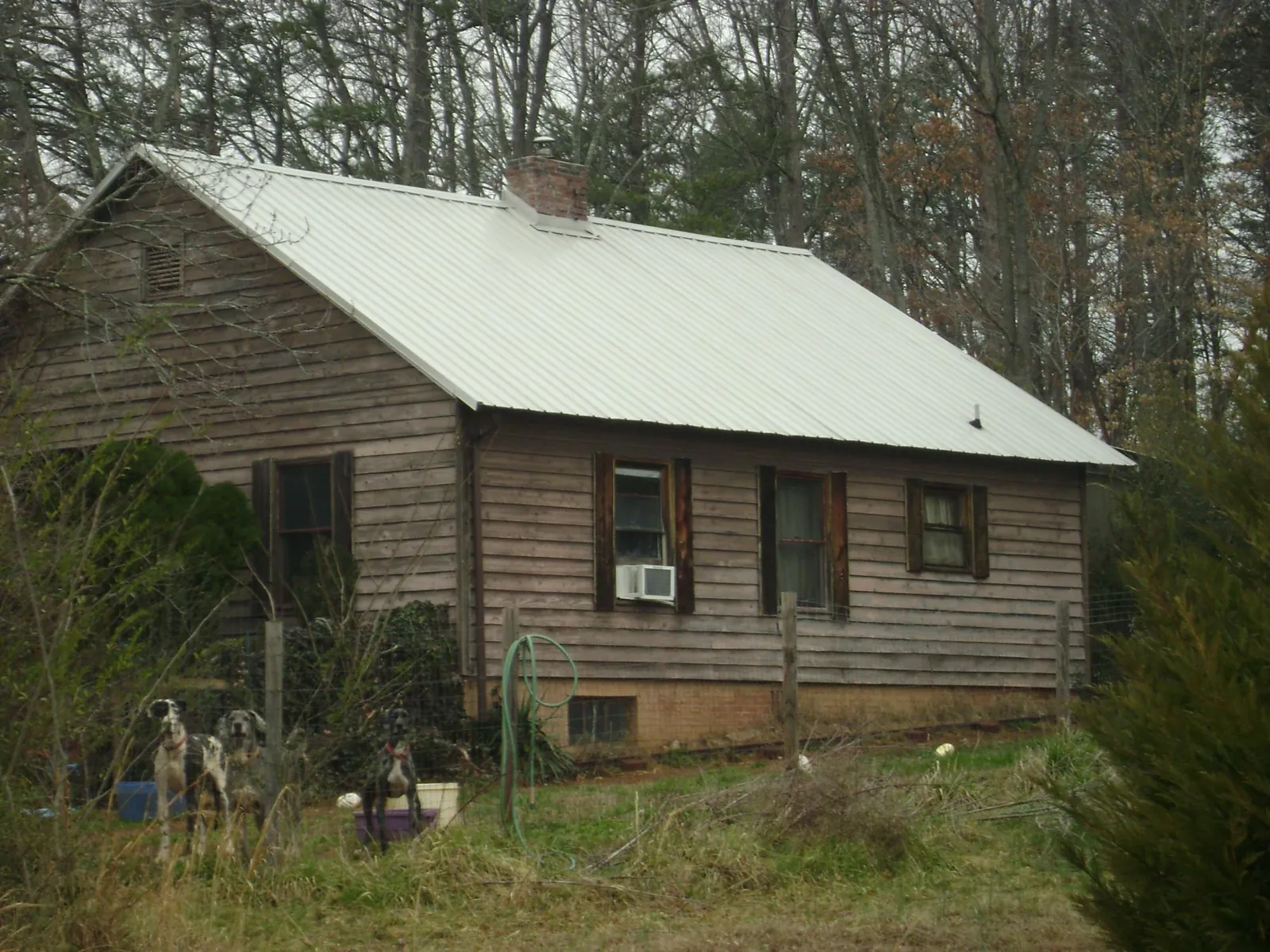 White metal roof on an old wood sided farmhouse, from a Asphalt Shingle Roof Repair job in Balsam